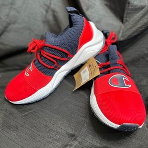 Champion HYPE-R LO Sneakers, Size 7.0, Navy Scarlet Red, CPS10438Y, Mens/Youth